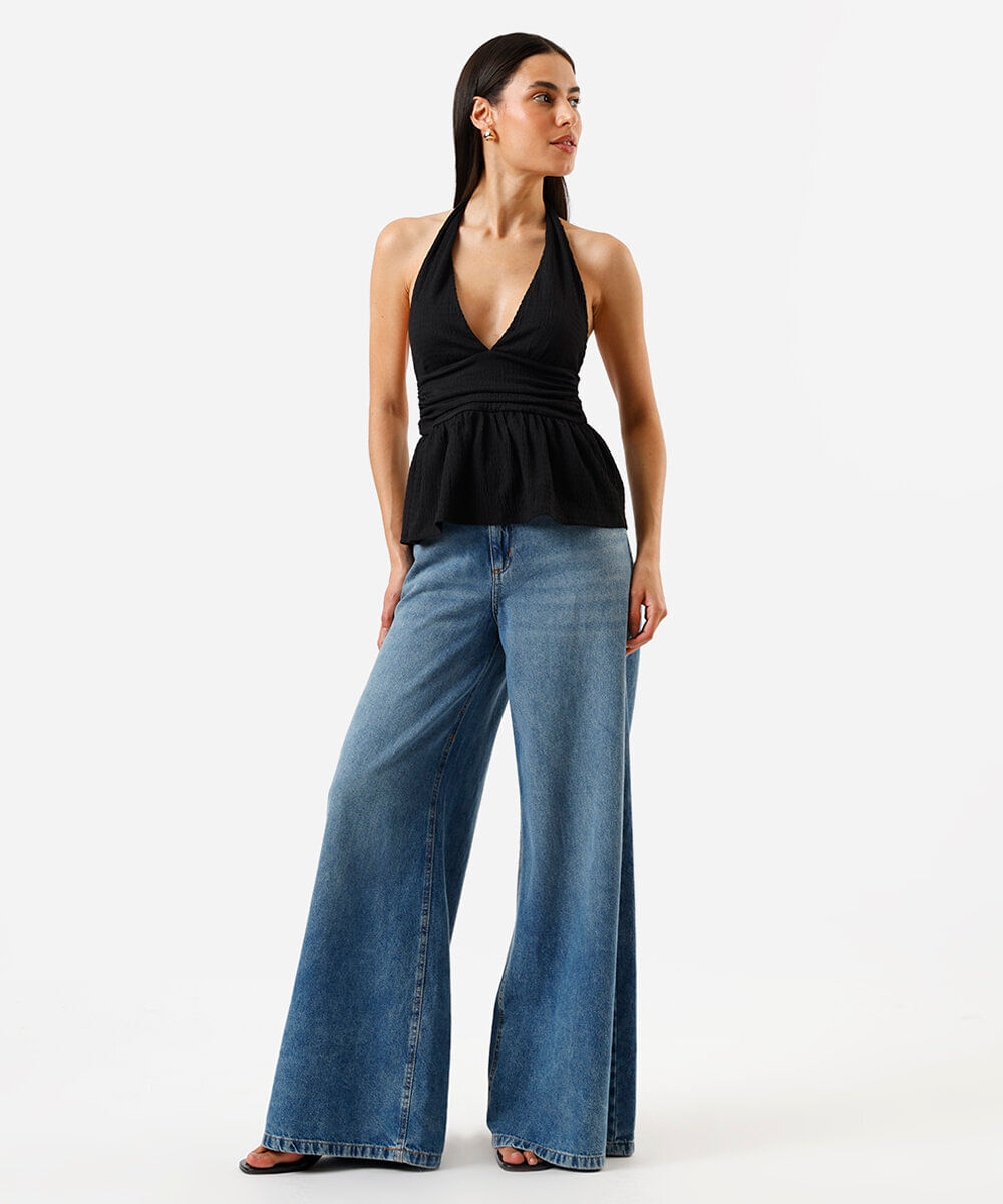 blusa feminina frente única preta