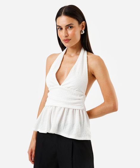 blusa feminina frente única off white