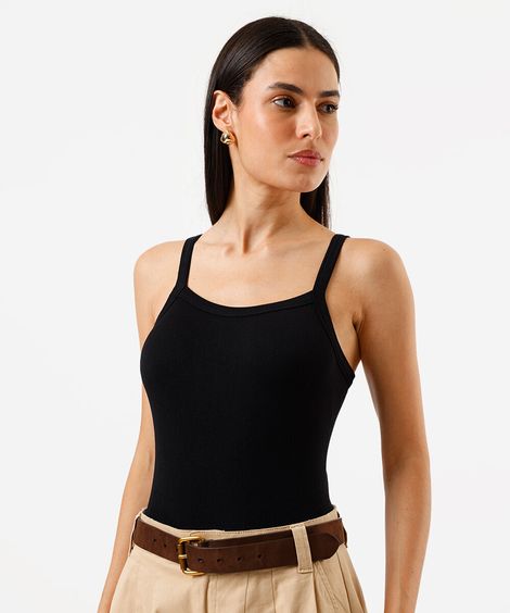body alça fina feminino de poliamida básico preto