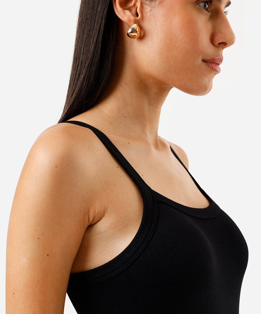 body alça fina feminino de poliamida básico preto