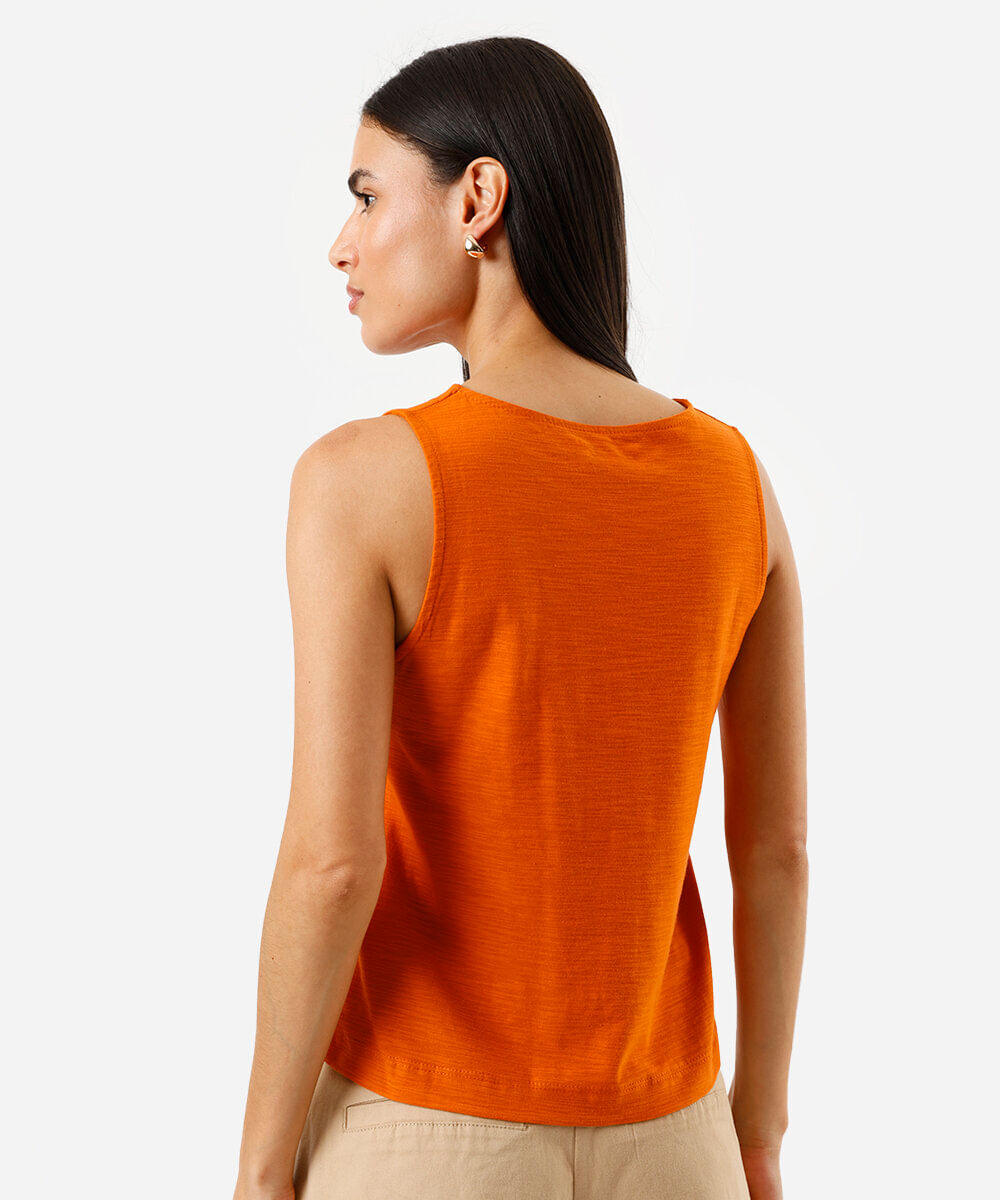 regata alongada de algodão flamê laranja