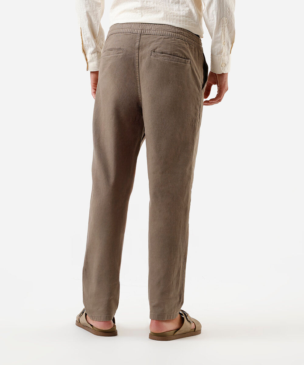 calça jogger masculina de sarja bege