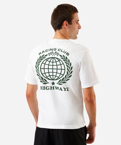 camiseta masculina relaxed fit racing highway off white