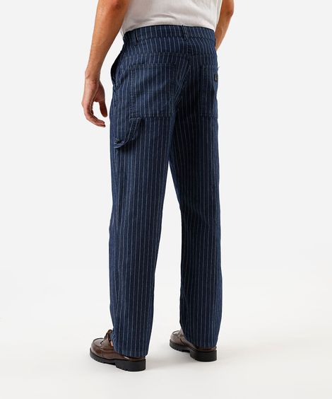 calça masculina baggy jeans listrada azul