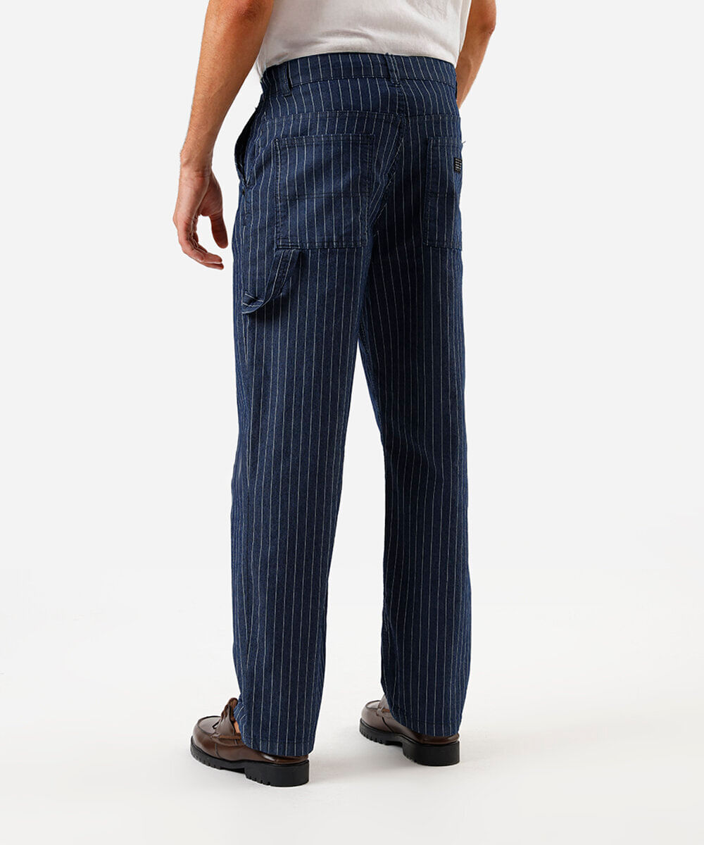 calça masculina baggy jeans listrada azul