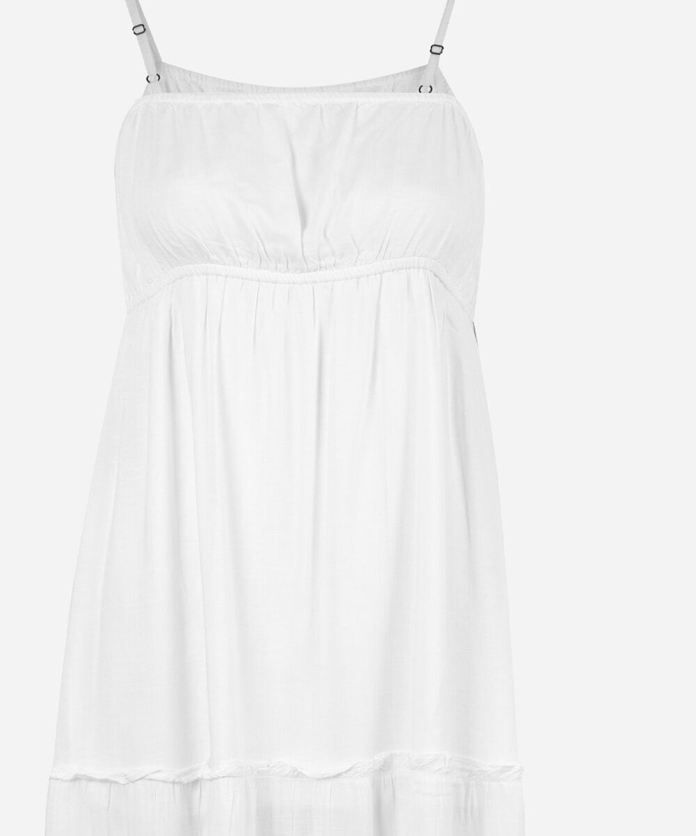 vestido longo juvenil de viscose com alças finas off white