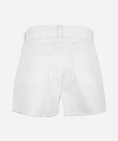 short jeans juvenil com limões bordados branco