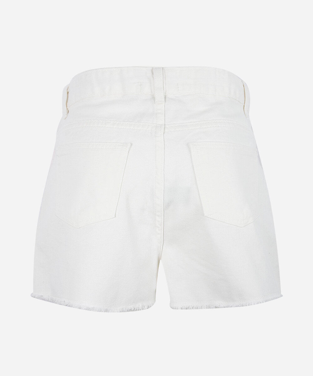 short jeans juvenil com limões bordados branco