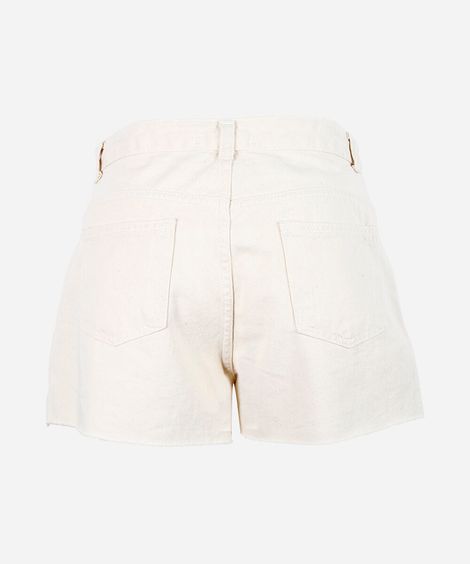 short jeans juvenil com corações bordados branco