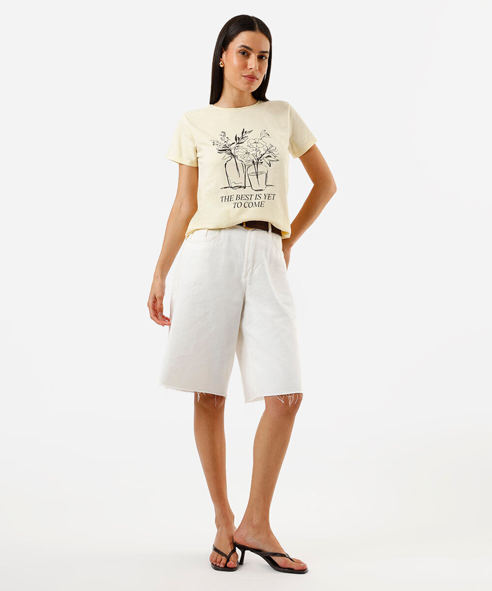 camiseta feminina de algodão estampada the best amarelo
