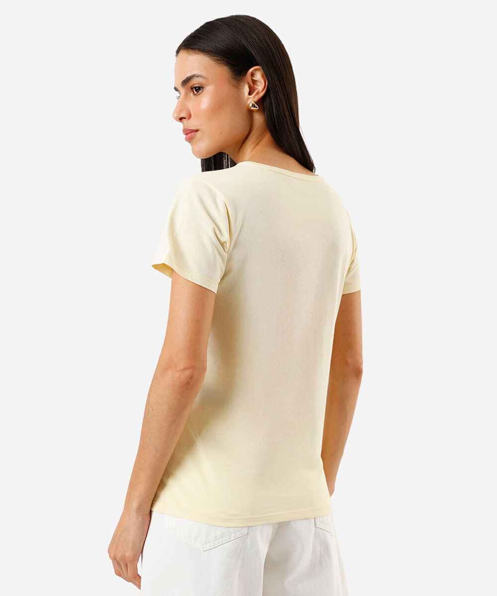 camiseta feminina de algodão estampada the best amarelo