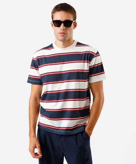 camiseta masculina box fit listrada azul