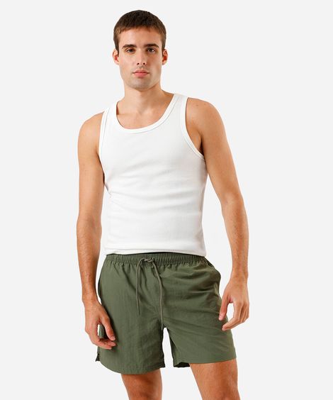 short masculino de poliamida cós elástico verde