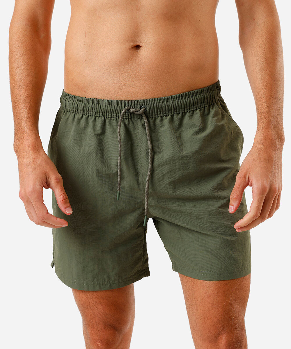 short masculino de poliamida cós elástico verde