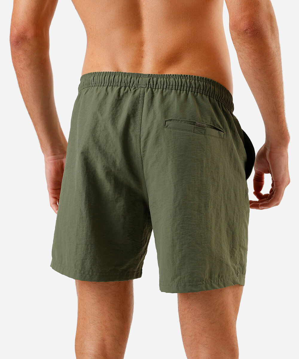 short masculino de poliamida cós elástico verde