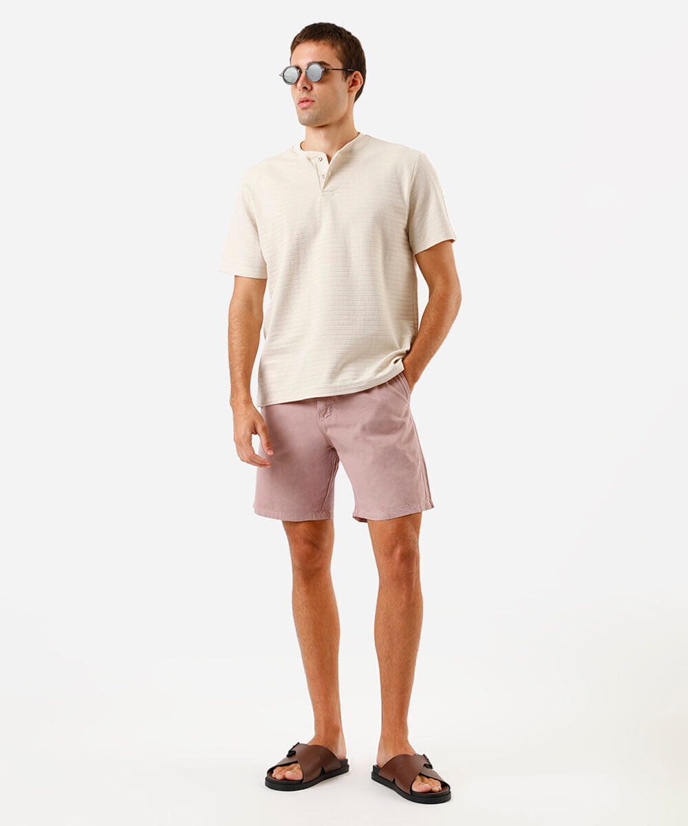 bermuda reta masculina de sarja rosa
