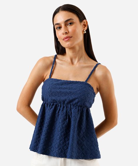 bata alça fina feminina de laise azul