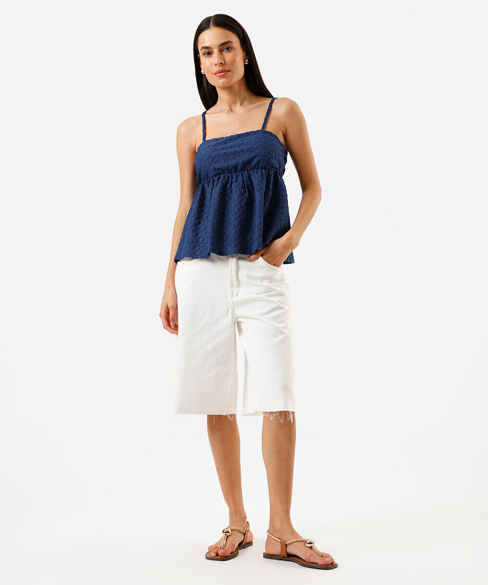 bata alça fina feminina de laise azul