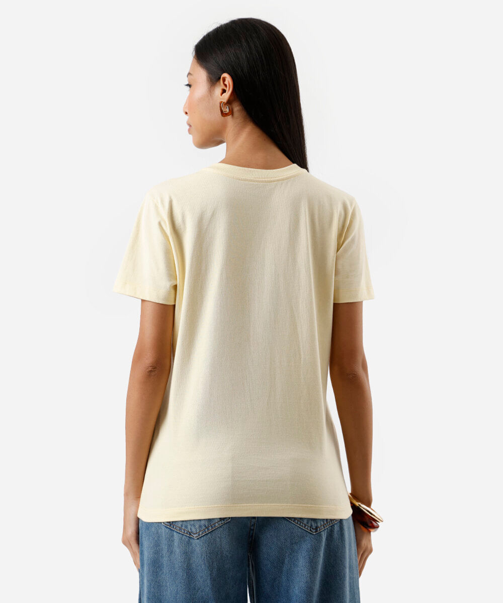 camiseta feminina de algodão estampada matisse amarela