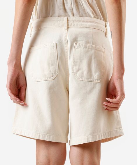 bermuda feminina de sarja com lenço off white