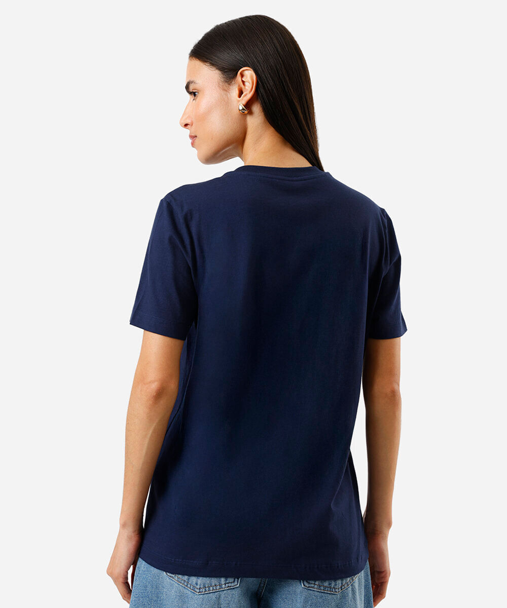 camiseta feminina de algodão estampada azul