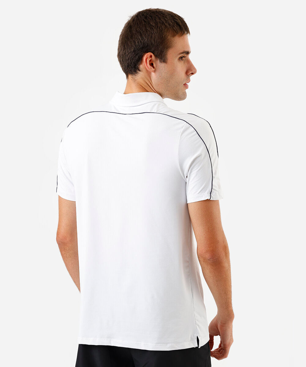 polo masculina esportiva com nervura branca