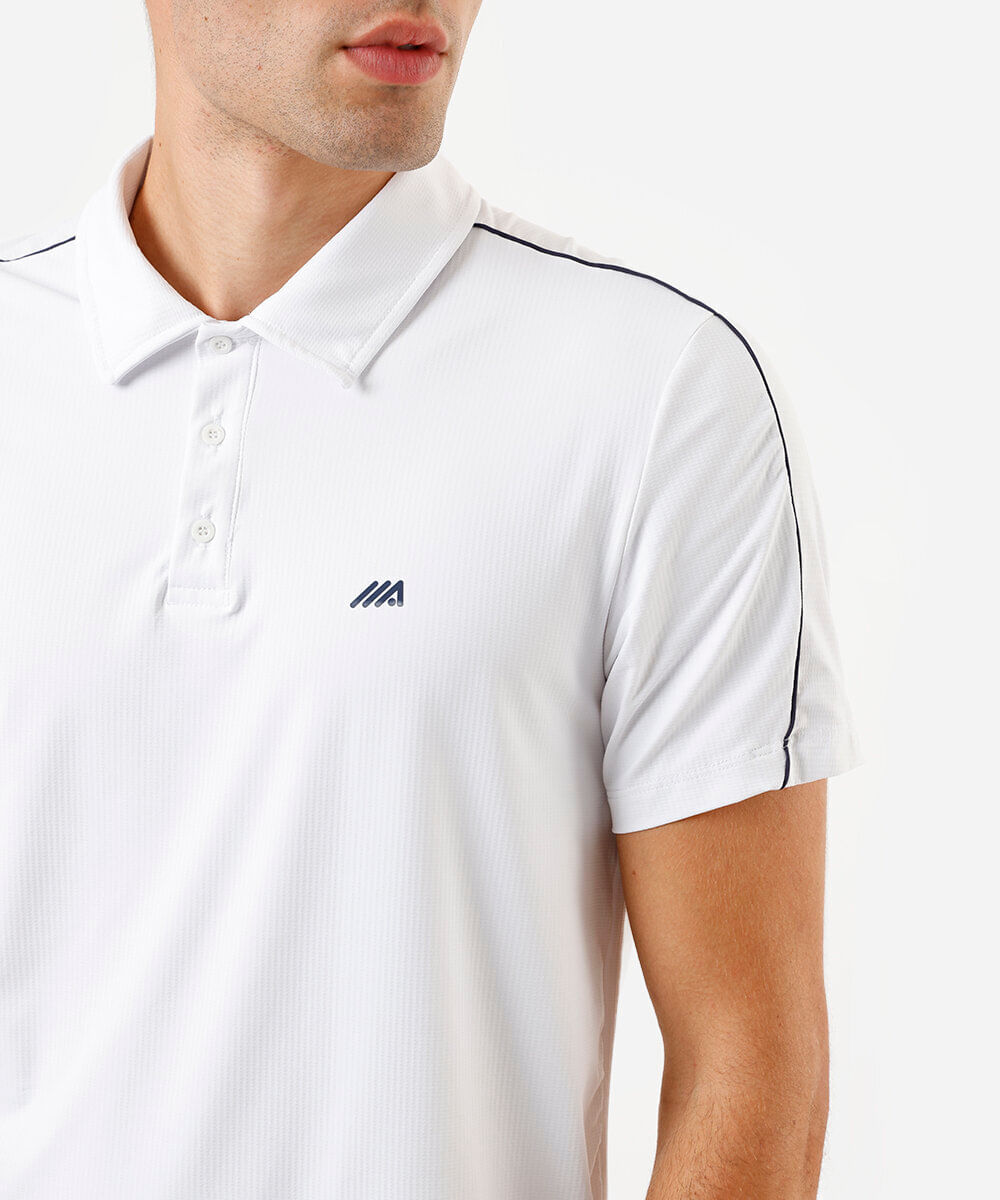 polo masculina esportiva com nervura branca
