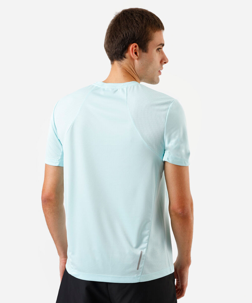 camiseta esportiva masculina com recortes - verde aqua