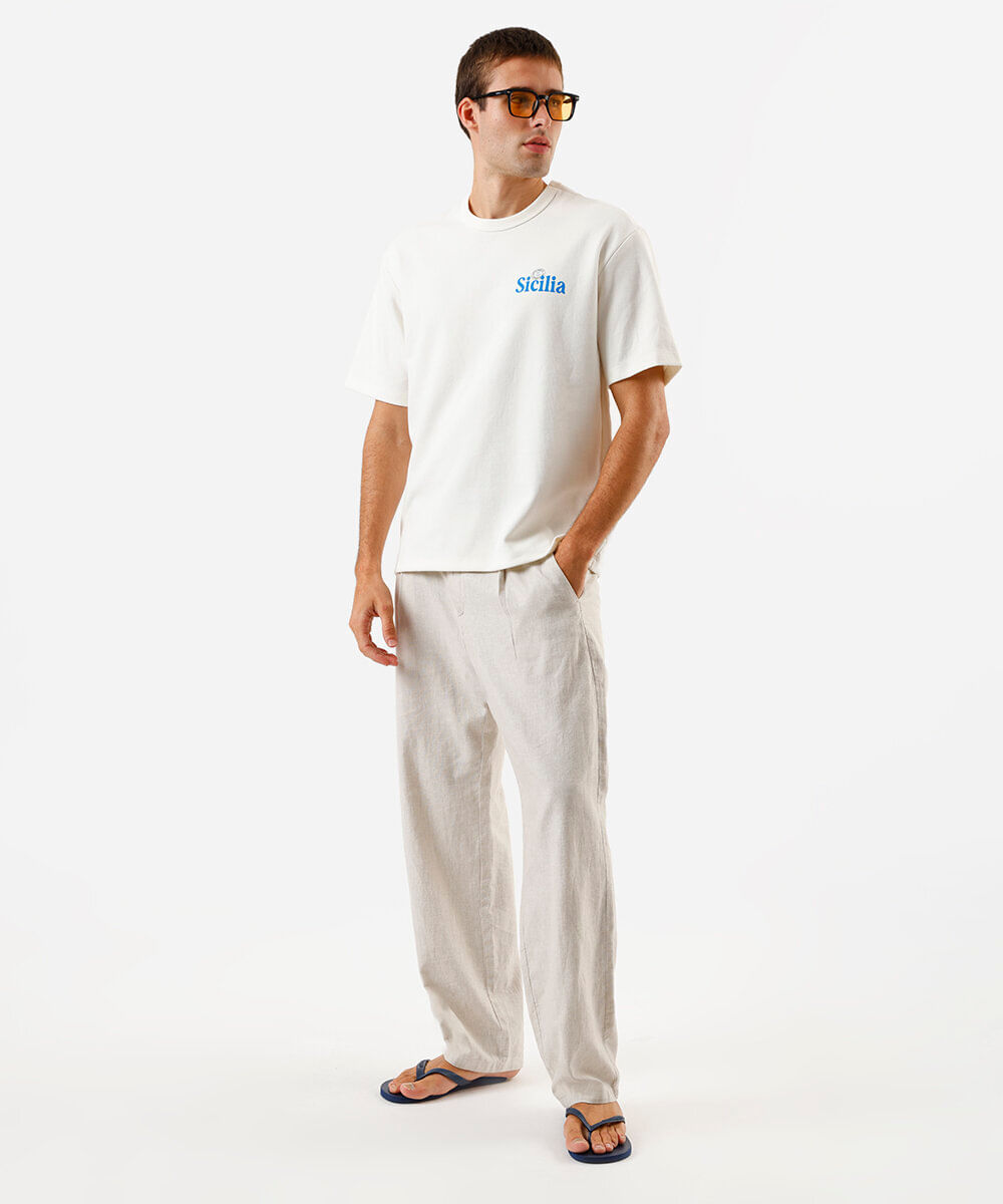 camiseta box fit masculina com algodão estampada off white