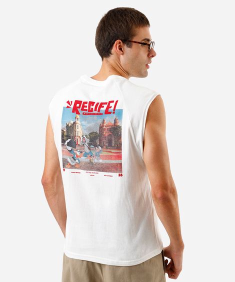regata machão masculina de algodão mickey recife off white