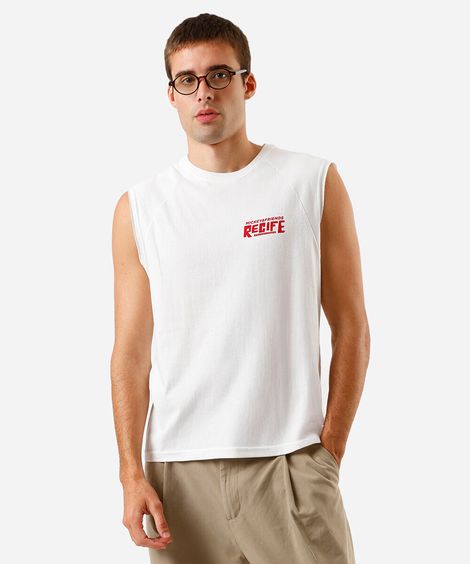 regata machão masculina de algodão mickey recife off white