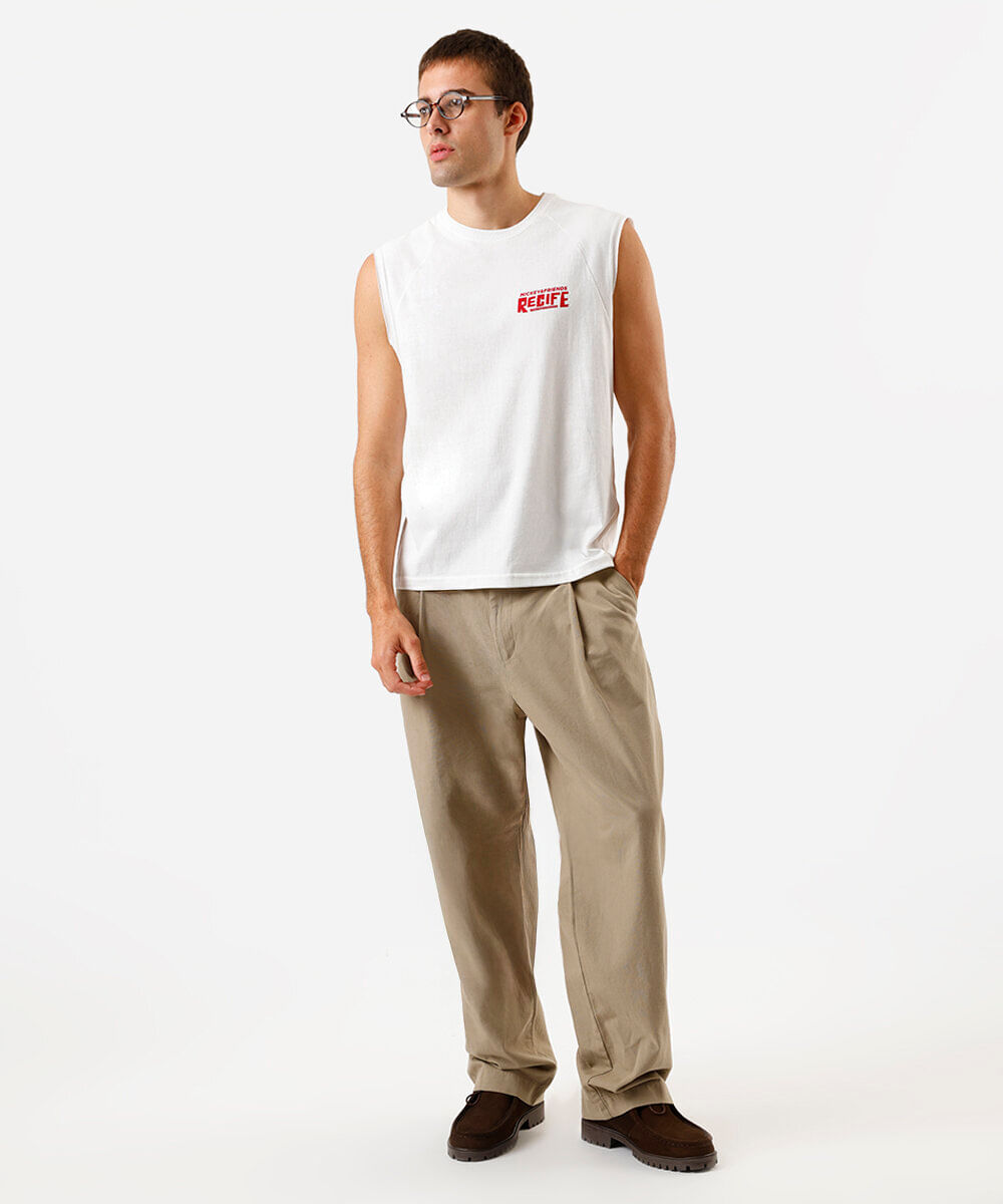 regata machão masculina de algodão mickey recife off white