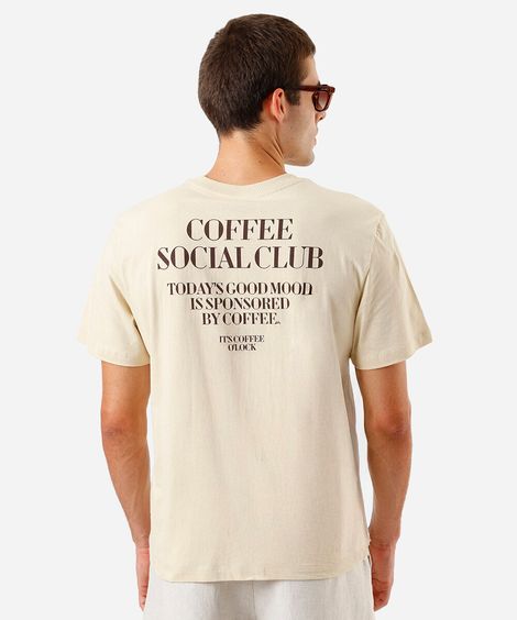 camiseta masculina de algodão estampada bege