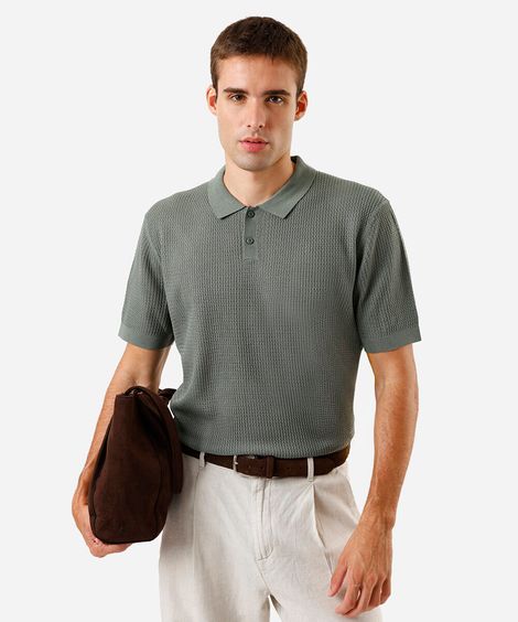 polo masculina de tricot manga curta verde