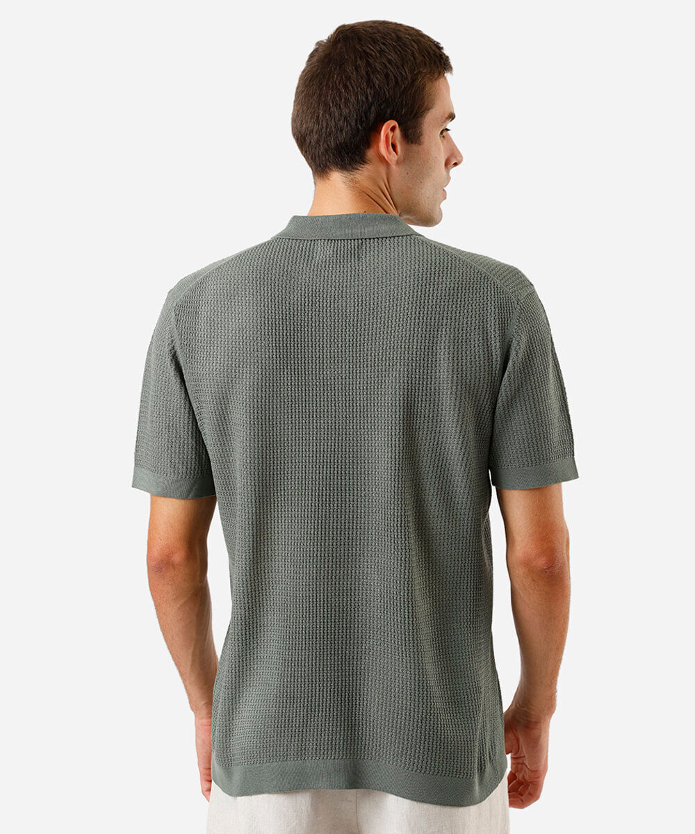 polo masculina de tricot manga curta verde