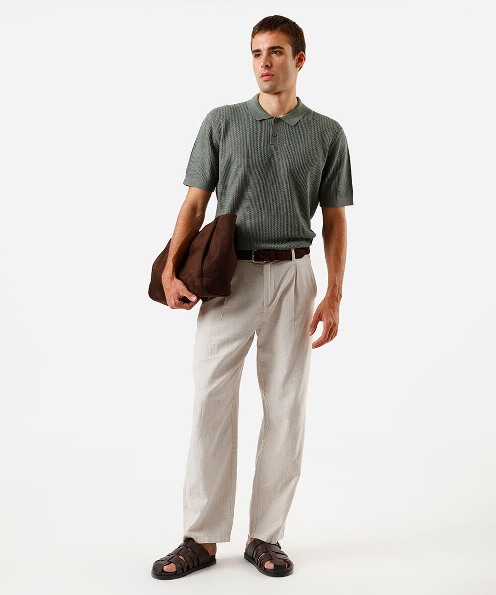 polo masculina de tricot manga curta verde