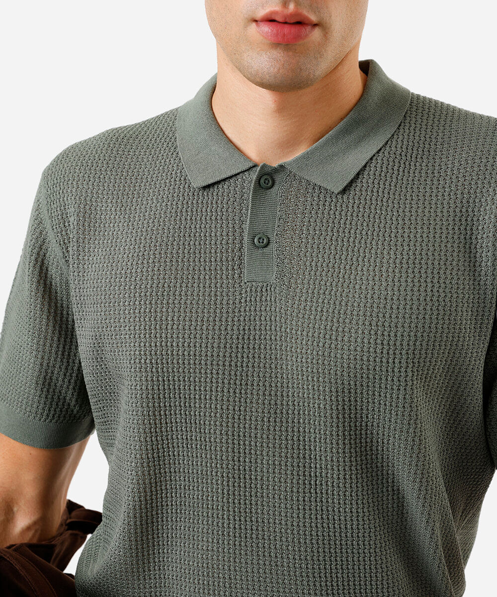 polo masculina de tricot manga curta verde