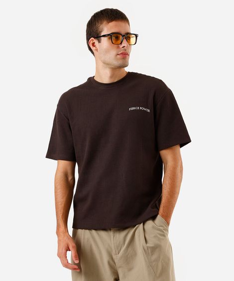 camiseta masculina com algodão estampada marrom