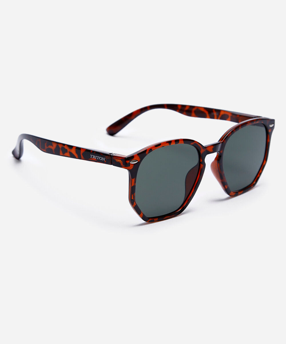 óculos de sol oval tartaruga triton marrom