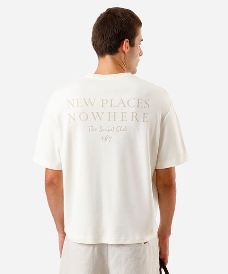 camiseta box fit masculina com algodão estampada off white