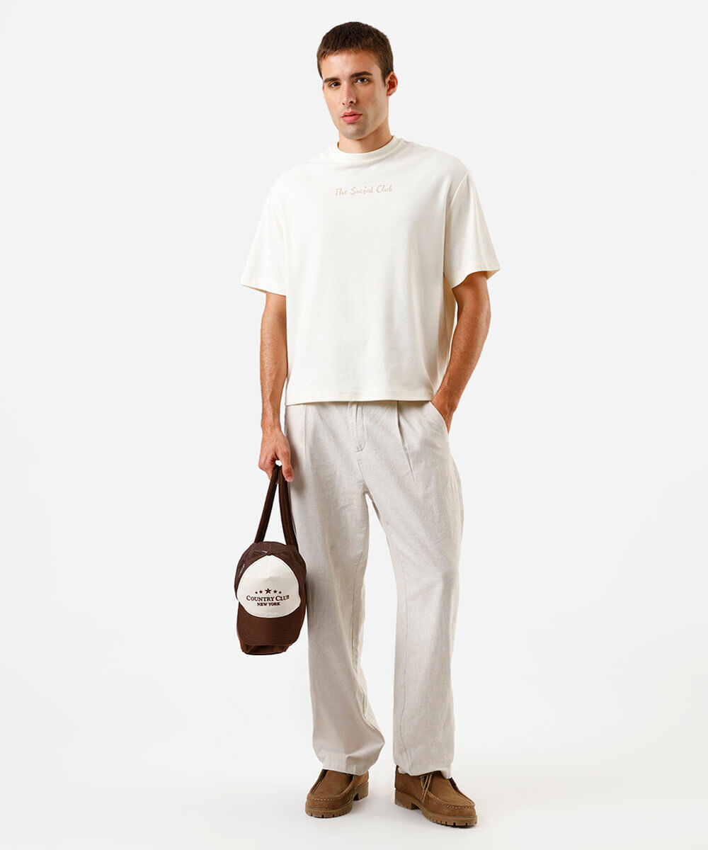 camiseta box fit masculina com algodão estampada off white