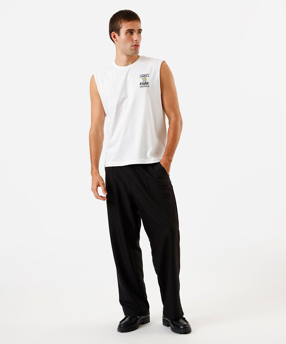 regata machão masculina de algodão estampada off white