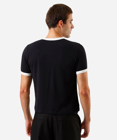 camiseta muscle fit masculina de algodão estampada preta