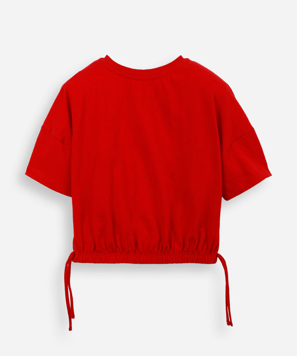 blusa infantil de algodão com paetê vermelha
