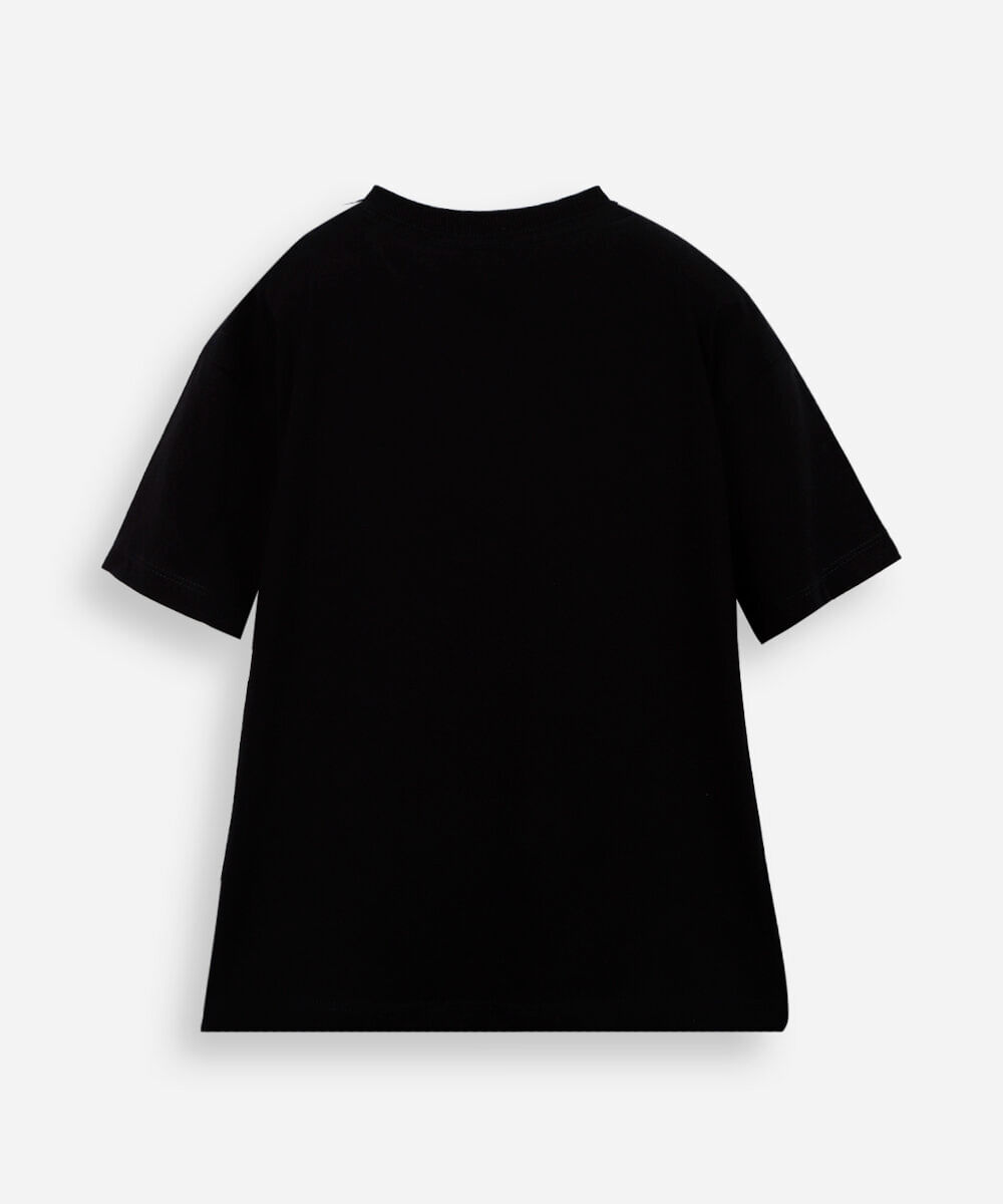 camiseta infantil stranger things estampa rádio squawk preta