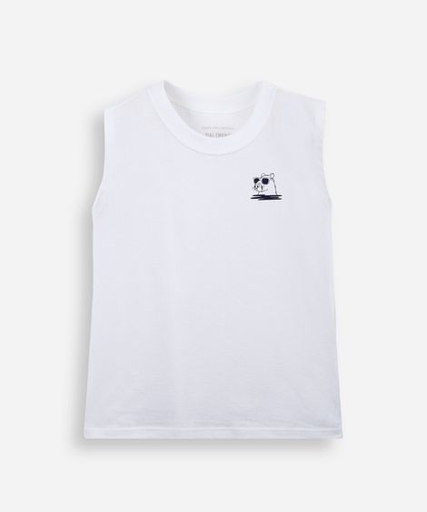 regata machão infantil de algodão com estampa de capivara off white