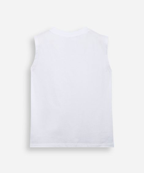 regata machão infantil de algodão com estampa de capivara off white