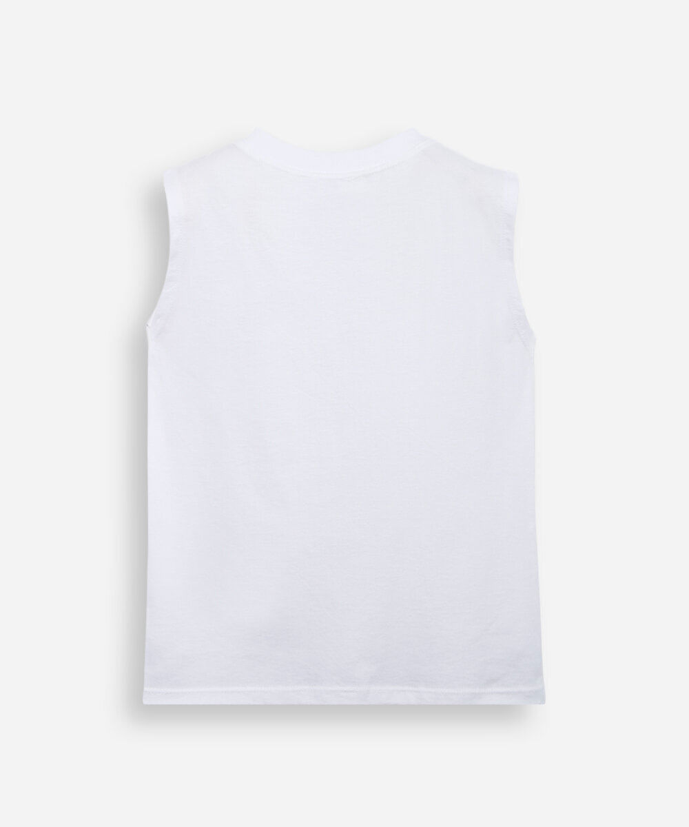 regata machão infantil de algodão com estampa de capivara off white