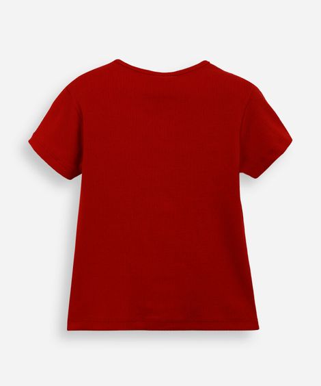 blusa infantil de algodão com laços canelada vermelha