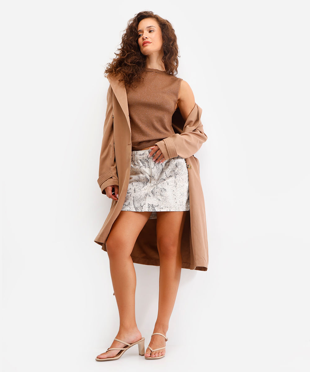regata feminina de tricot com lurex marrom